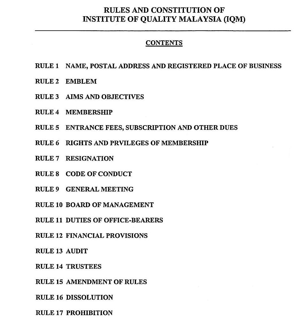 Rules and Constitution