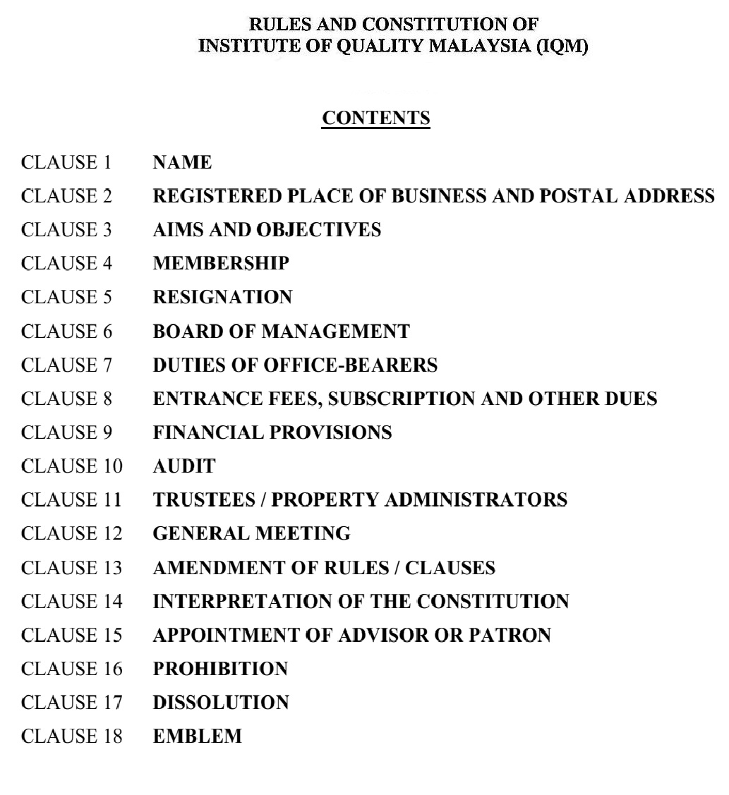 Rules and Constitution